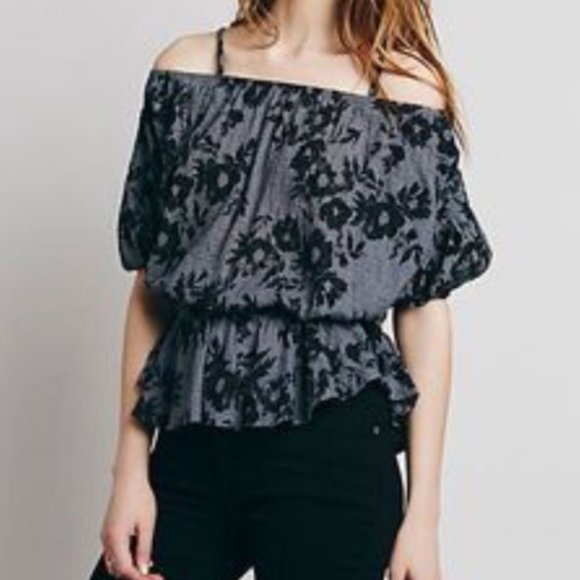 Free People Tops - Free People Shades of Cool Strappy Print Blouse S